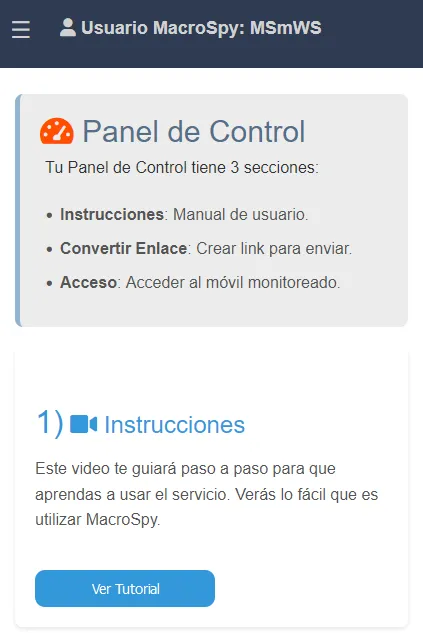 panel de control macrospy