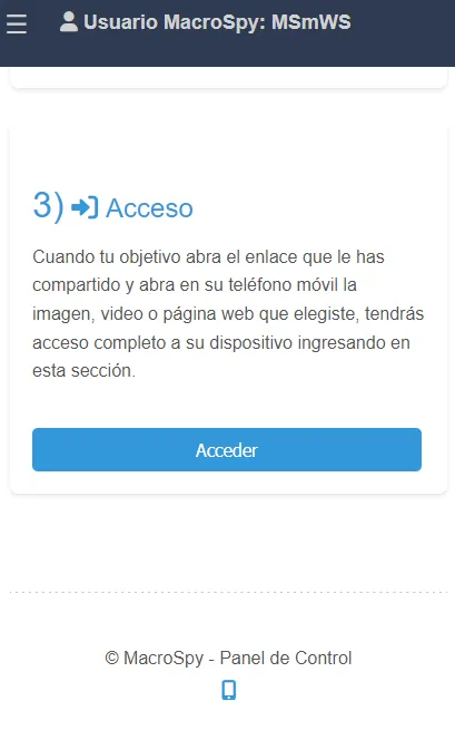 panel de control macrospy 3
